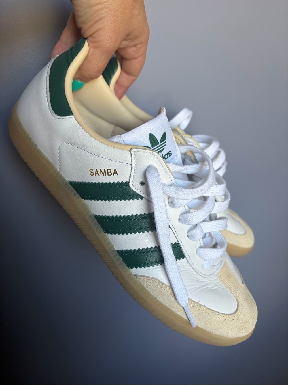 Adidas Samba Sneakers - White, Green & Gum - work once